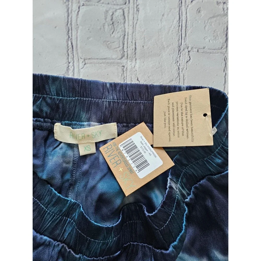 River + Sky Tie Dye Lounge Pants Size XS NWT Blue Black Stretch Soft Relaxed Fit